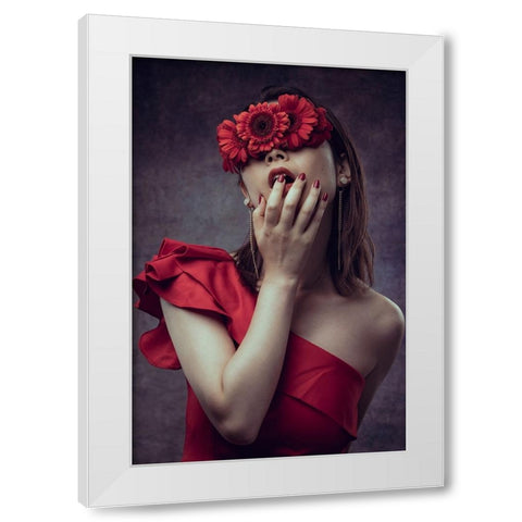 Gerbera girl White Modern Wood Framed Art Print by Sumimoto, Suguru