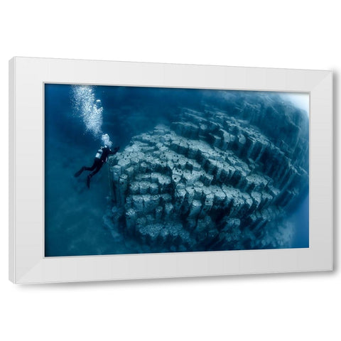 Columnar Joints White Modern Wood Framed Art Print by Ichinoseki, Sayaka