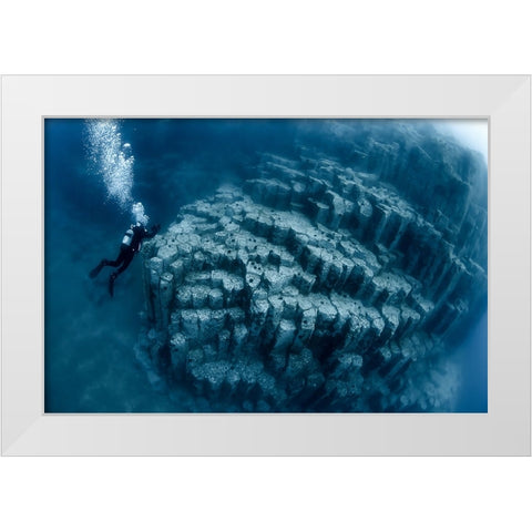 Columnar Joints White Modern Wood Framed Art Print by Ichinoseki, Sayaka