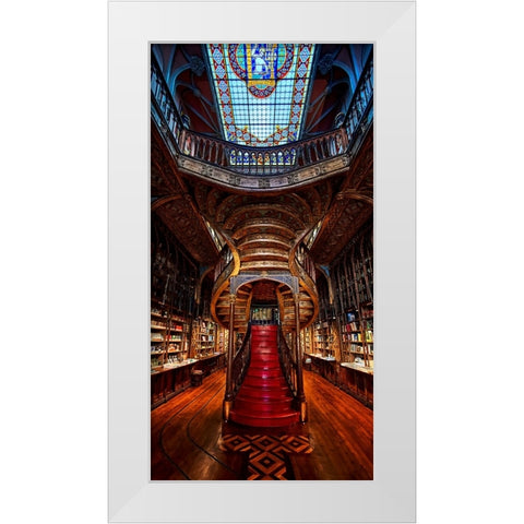 Magic Bookstore White Modern Wood Framed Art Print by Del Puerto, Javier