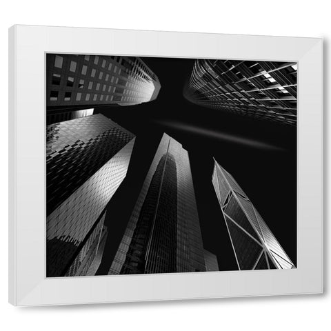 Skyscrapers White Modern Wood Framed Art Print by Zeng, Jiahong