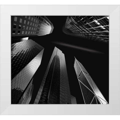 Skyscrapers White Modern Wood Framed Art Print by Zeng, Jiahong