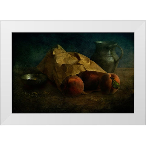 Peaches White Modern Wood Framed Art Print by Sahin, Ramiz