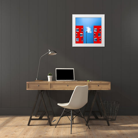 Blue and red White Modern Wood Framed Art Print by Schuster, Inge