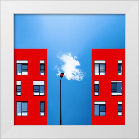 Blue and red White Modern Wood Framed Art Print by Schuster, Inge