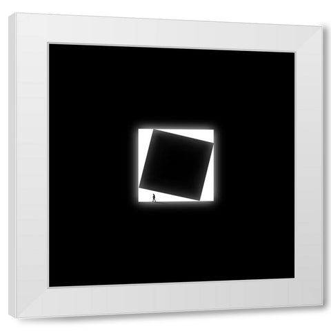 Cube White Modern Wood Framed Art Print by Malijani, Hadi