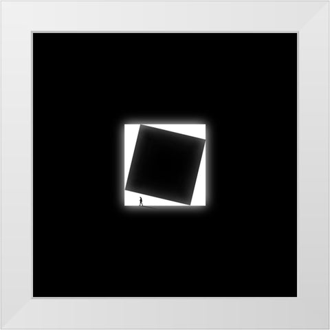 Cube White Modern Wood Framed Art Print by Malijani, Hadi