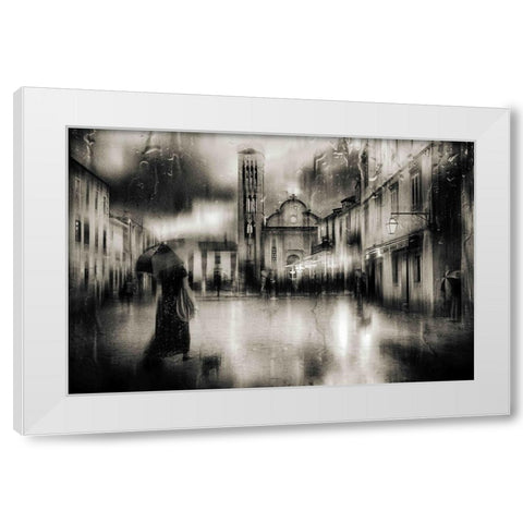 ...As We Walked The City Streets-You Never Said A Word... White Modern Wood Framed Art Print by Gerber, Charlaine