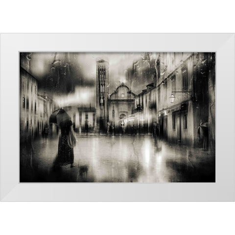 ...As We Walked The City Streets-You Never Said A Word... White Modern Wood Framed Art Print by Gerber, Charlaine