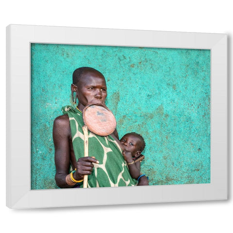 Mother And Child White Modern Wood Framed Art Print by Wiener, Iris