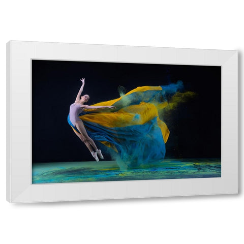 Ballerina Jade With Colourful Cloth White Modern Wood Framed Art Print by Suhardjo, Lisdiyanto