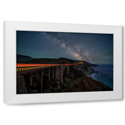 Reaching To The Galaxy White Modern Wood Framed Art Print by An, Anna