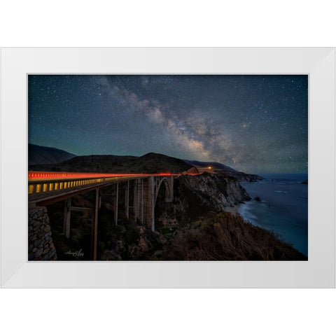Reaching To The Galaxy White Modern Wood Framed Art Print by An, Anna