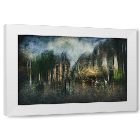 Coffee Break White Modern Wood Framed Art Print by Van Der, Jan