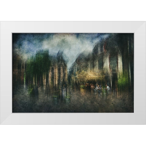 Coffee Break White Modern Wood Framed Art Print by Van Der, Jan