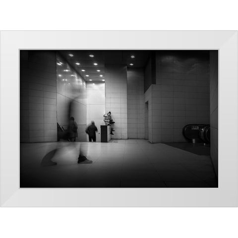 Passerby White Modern Wood Framed Art Print by Bahmani, Mitra