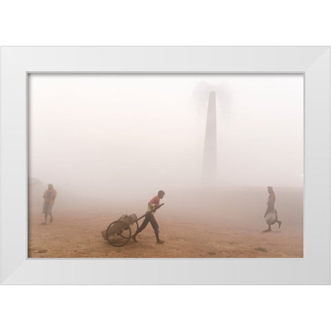 Winter Morning In Brickfield White Modern Wood Framed Art Print by Chakraborty, Sudipta