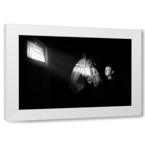 Mute Conversation White Modern Wood Framed Art Print by Kazun, Andrii