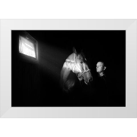 Mute Conversation White Modern Wood Framed Art Print by Kazun, Andrii