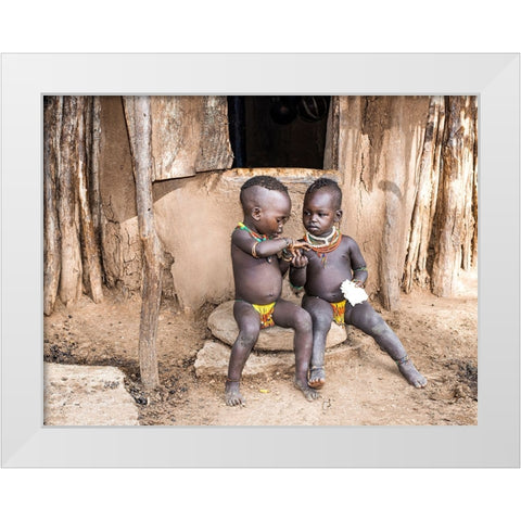 Learning To Share White Modern Wood Framed Art Print by Wiener, Iris