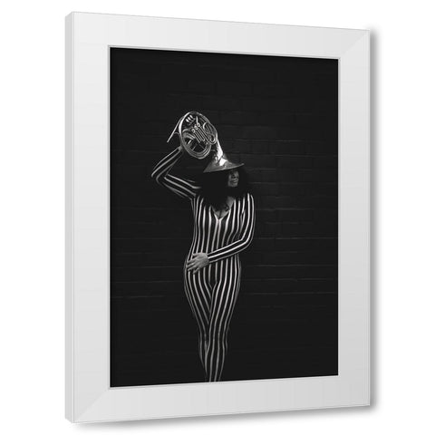 Music White Modern Wood Framed Art Print by Zvagina, Dzintra