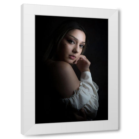 Maki White Modern Wood Framed Art Print by Franke, Ruth