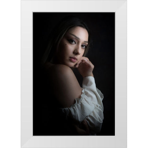 Maki White Modern Wood Framed Art Print by Franke, Ruth