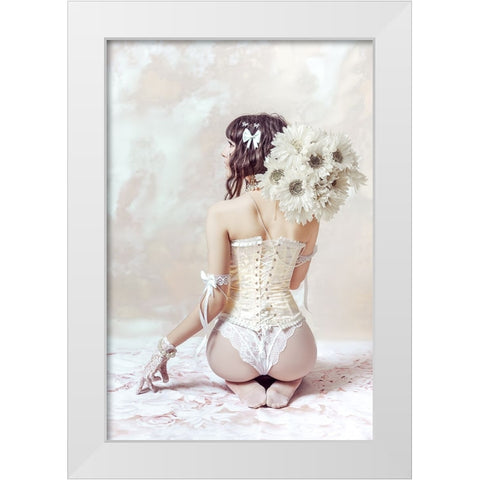Theres a girl out there with love in her eyes and flowers in her hair White Modern Wood Framed Art Print by Bolgov (Axe), Ruslan