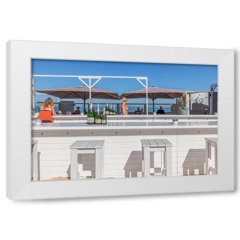 Beach Bar White Modern Wood Framed Art Print by Verhoeven, Luc