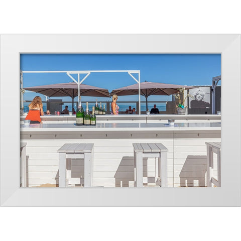 Beach Bar White Modern Wood Framed Art Print by Verhoeven, Luc