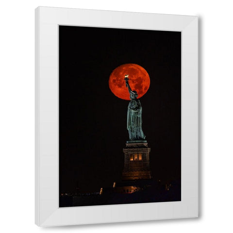 2022 july buck moon White Modern Wood Framed Art Print by J Rao, Jenny