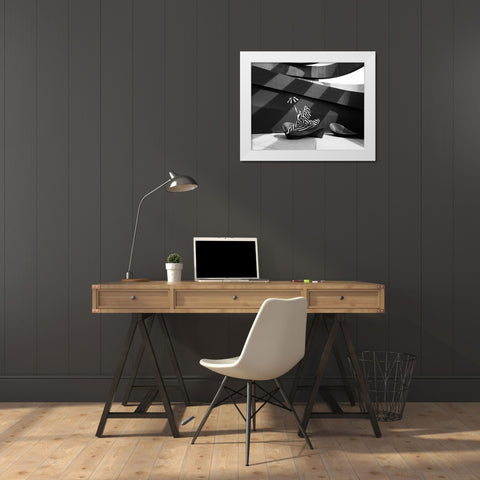 Jump In B/W White Modern Wood Framed Art Print by Waldmann, Shlomo