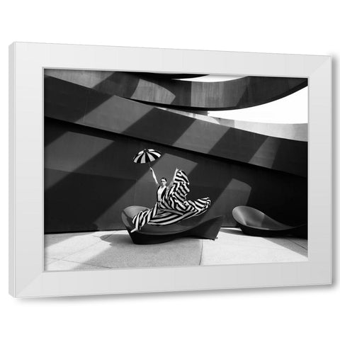 Jump In B/W White Modern Wood Framed Art Print by Waldmann, Shlomo