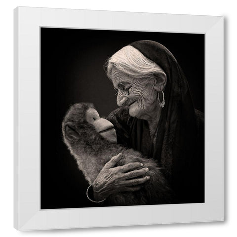 Companions White Modern Wood Framed Art Print by Nayyer Reza, Sayyed