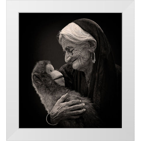 Companions White Modern Wood Framed Art Print by Nayyer Reza, Sayyed