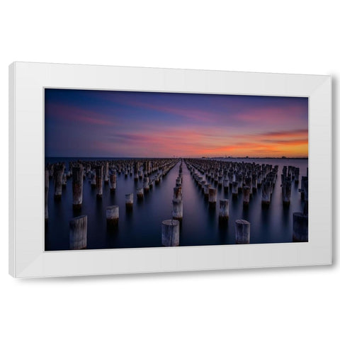 Princes Pier White Modern Wood Framed Art Print by Zhen Yu, James