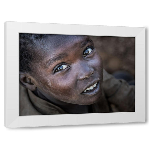 Pokot Tribe Child-Vi - Kenya White Modern Wood Framed Art Print by Inazio Kuesta, Joxe