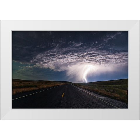Lightning Dancing White Modern Wood Framed Art Print by Ren, Chuanxu
