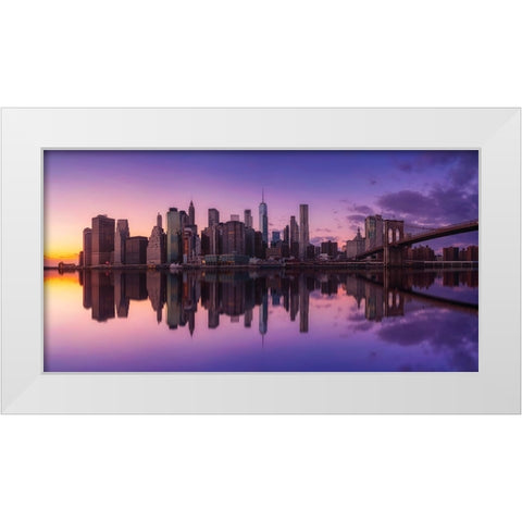 sunset reflections White Modern Wood Framed Art Print by Garcia, Helena