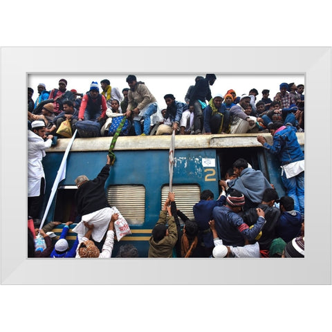 Riding On Train White Modern Wood Framed Art Print by Mahabub Hossain, Md