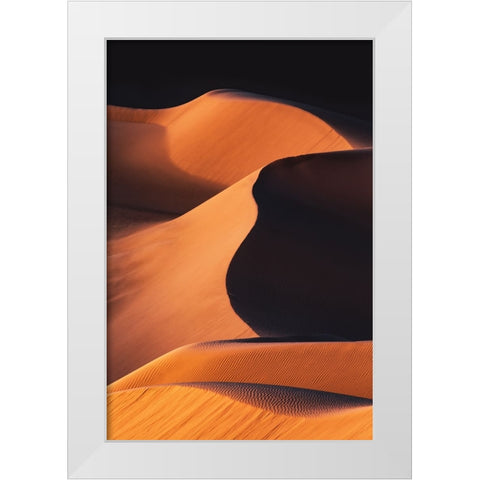 Sand Dunes under the Morning Sun White Modern Wood Framed Art Print by Qiu, Jenny