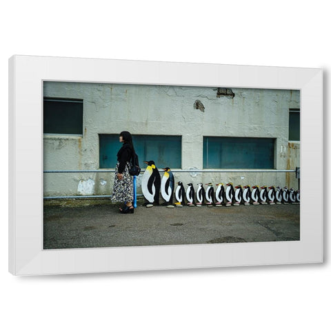 Queue White Modern Wood Framed Art Print by Sangan, Kurosaki