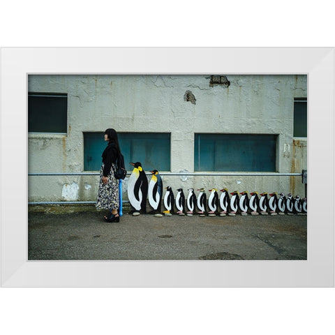 Queue White Modern Wood Framed Art Print by Sangan, Kurosaki