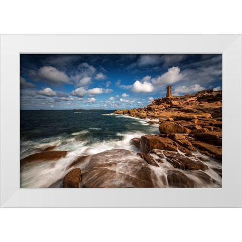 Le Phare De Ploumanach White Modern Wood Framed Art Print by Bogaerts, Sus