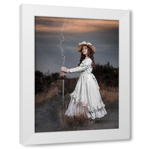 The Princess Of Lightning White Modern Wood Framed Art Print by Girmencea, Robert