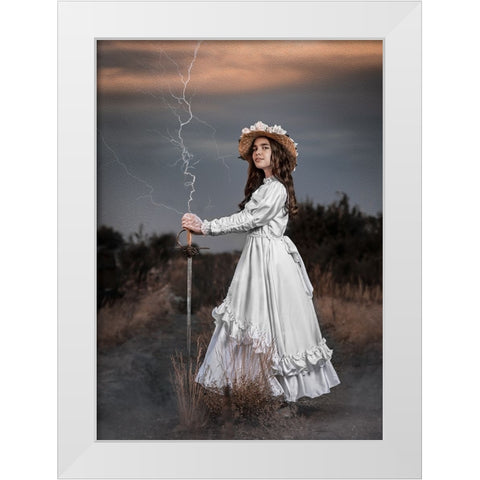 The Princess Of Lightning White Modern Wood Framed Art Print by Girmencea, Robert