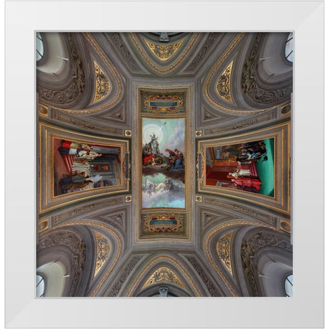 Vatican Ceilings I White Modern Wood Framed Art Print by Parejo, Jose