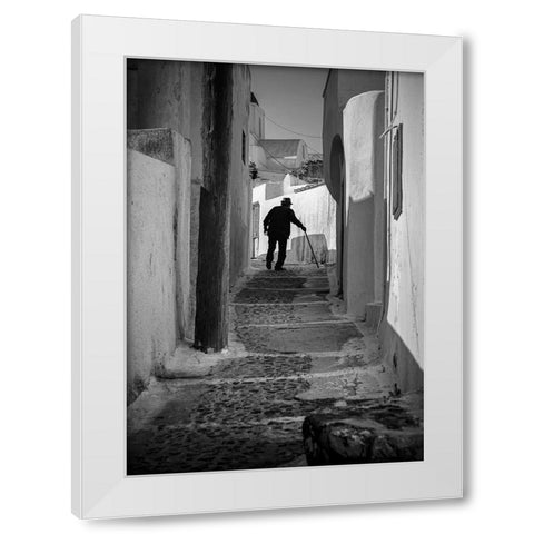 Heavy walking White Modern Wood Framed Art Print by Uhrin, Milan