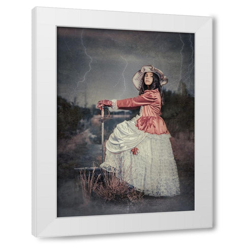 Vintage Barbie White Modern Wood Framed Art Print by Girmencea, Robert