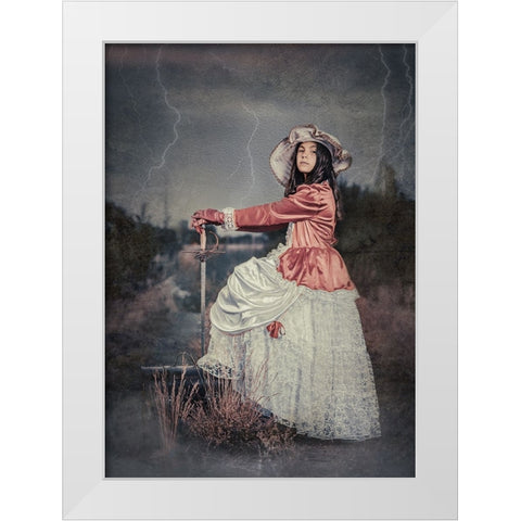 Vintage Barbie White Modern Wood Framed Art Print by Girmencea, Robert